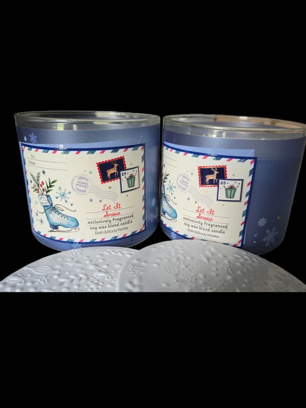2 pc Bath & Body Works Let It Snow 3-Wick Candles - NEW!!